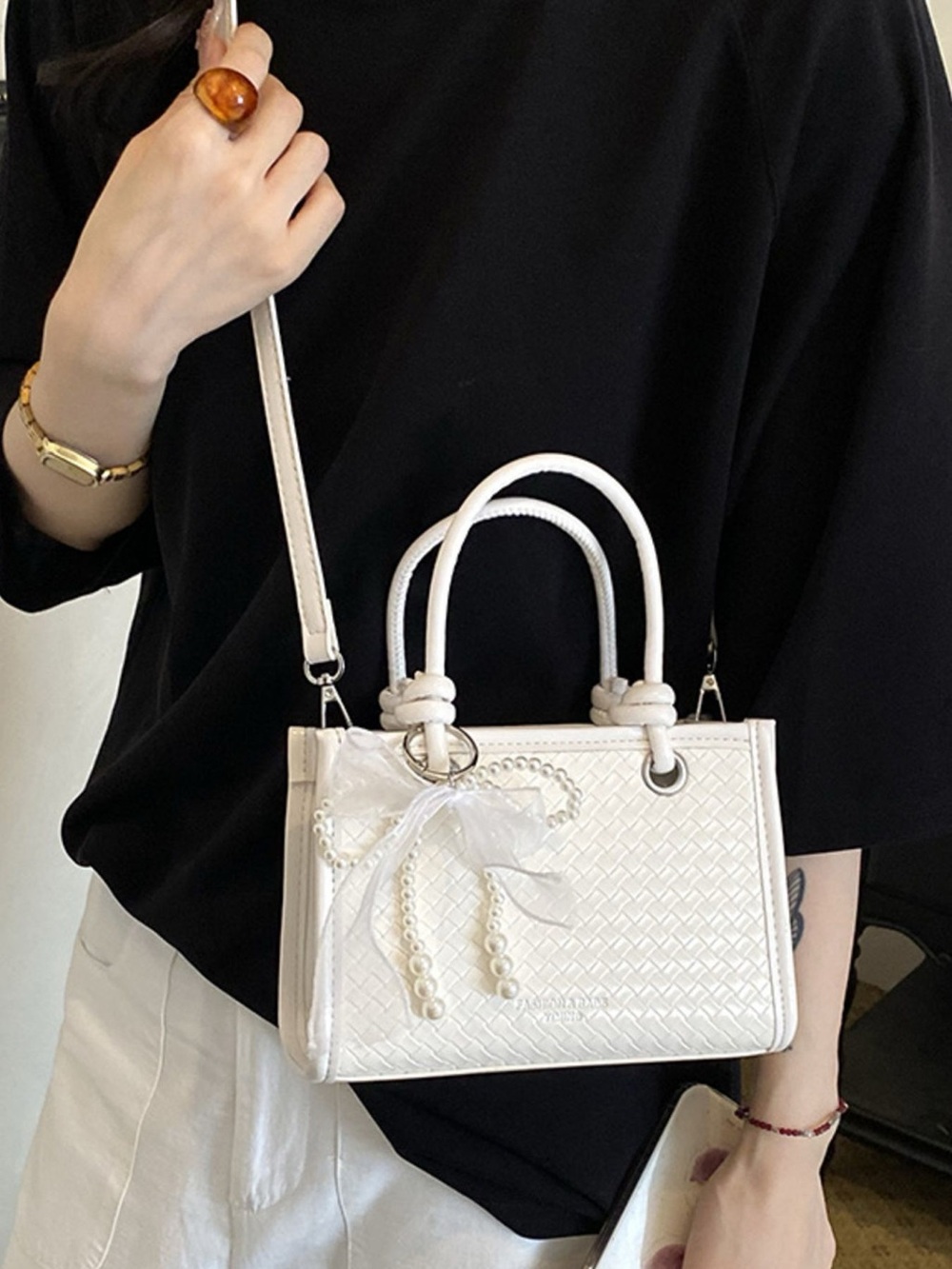 Elegant Bow Pearl Embellished Crossbody Bag - Picture 7 of 8